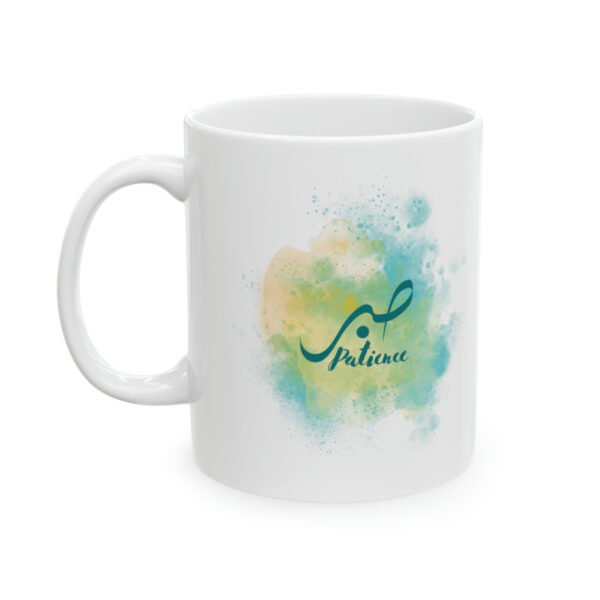 Islamic Design White Ceramic Mug (blue-yellow design) - Image 5