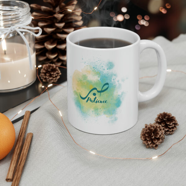 Islamic Design White Ceramic Mug (blue-yellow design) - Image 3