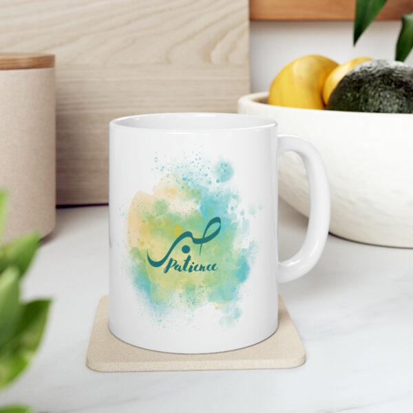 Islamic Design White Ceramic Mug (blue-yellow design) - Image 6